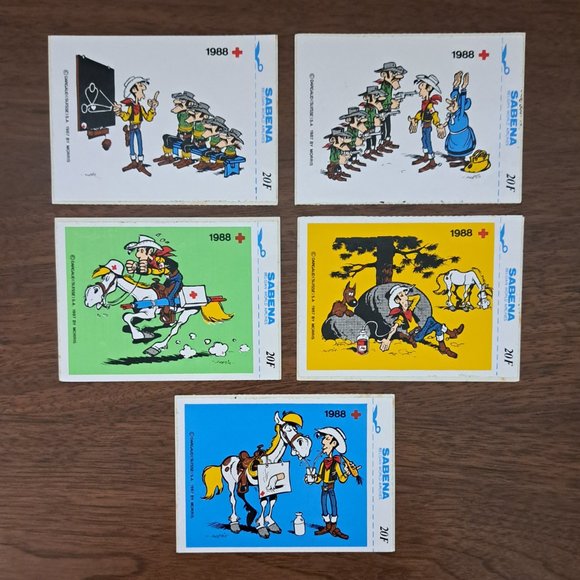 Other - Sabena Belgian World Airlines x Lucky Luke x Red Cross Vintage Stickers